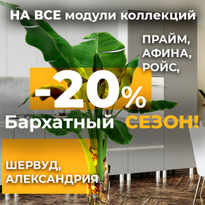 Акция завершилась. Скидка 20% на популярные кухни!